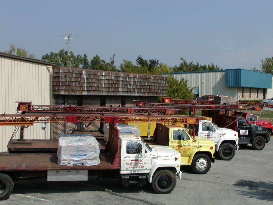 Vaught Roofing Headquarters and trucks